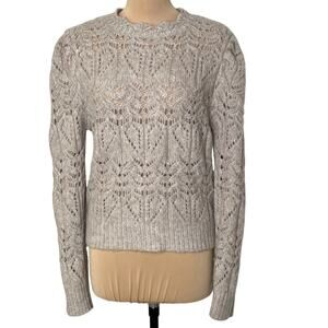 Sweater Soft Knit Women Large Beige Cozy Open Weave BlueIvy Brand Trendy Comfort